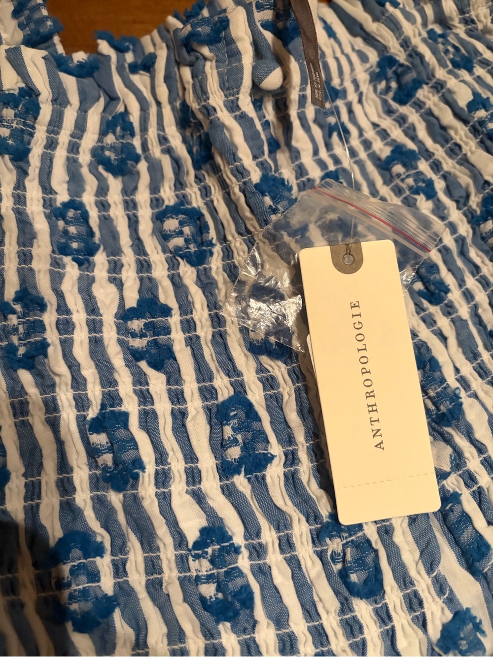 Anthropologie Blue & White Striped Floral Tiered Maxi Dress - Picture 3 of 4